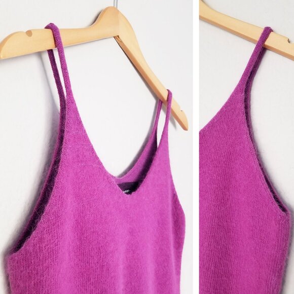 NEW Code x Mode Angora Rabbit Purple Sleeveless Fuzzy Knit Top V Neck Crop Top M - Picture 13 of 15